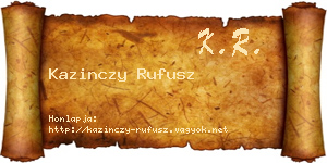 Kazinczy Rufusz névjegykártya